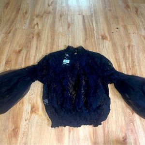 Black Mesh Cute Party Blouse